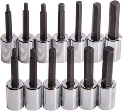 Proto - 13 Piece 3/8" Drive Standard Socket Set - 6 & 12 Points, 3/8 to 3/8", 4 to 10mm, Inch/Metric Measurement Standard - Exact Tool & Supply