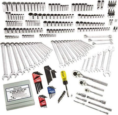 Proto - 302 Piece 1/4", 3/8" & 1/2" Drive Full Polish Finish Deep Well Socket Set - 6, 12 Points, 1/4" to 1-1/4" (4mm to 24mm) Range, Inch/Metric Measurement Standard - Exact Tool & Supply