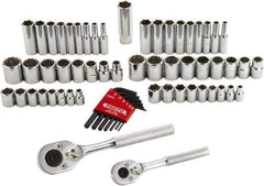 Proto - 63 Piece 1/4 & 3/8" Drive Standard Deep Socket Set - 6 & 12 Points, 1/4 to 3/4", 5 to 18mm, Inch/Metric Measurement Standard - Exact Tool & Supply