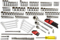 Proto - 148 Piece 1/4, 3/8 & 1/2" Drive Standard Deep Socket Set - 6 & 12 Points, 1/4 to 1-1/8", Inch Measurement Standard - Exact Tool & Supply