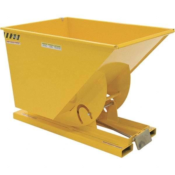 Vestil - 590 Lb Load Capacity, 1 Cu Yd, Steel Self-Dumping Hopper - 41-9/16" Wide x 61-1/8" Long x 42-3/4" High, Yellow - Exact Tool & Supply