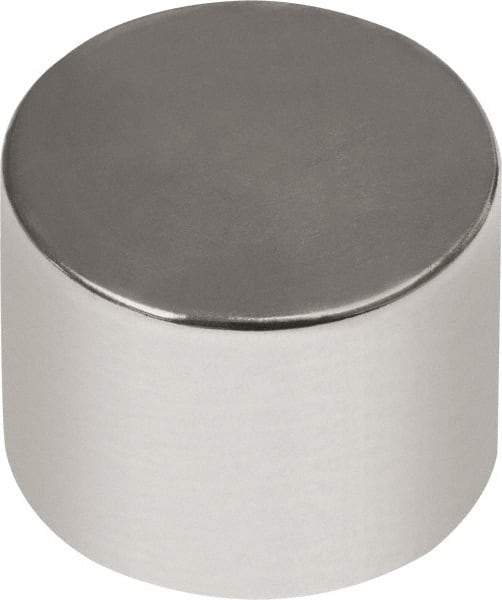 Mag-Mate - 1/2" Diam x 1/2" High Neodymium Rare Earth Magnet - 14.66 Lb Max Capacity, 180°F Max, Nickel Plated - Exact Tool & Supply