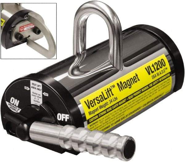 Mag-Mate - 1,200 Lb Load Capacity, Permanent Neo-Lift Magnet - 6-1/2" High x 5" Wide, 2 Poles - Exact Tool & Supply