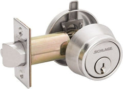 Schlage - 1-3/8 to 1-3/4" Door Thickness, Satin Chrome Finish, Medium-Duty Deadbolt - - Exact Tool & Supply