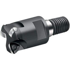 Walter - 15° Lead Angle, 1-1/4" Max Cut Diam, 0.699" Min Cut Diam, 0.059" Max Depth of Cut, Indexable Chamfer & Angle End Mill - 3 Inserts, P 2633.-R14 Insert Style, 69mm OAL, Through Coolant, Threaded Shank - Exact Tool & Supply