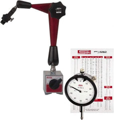 SPI - 0.001" Graduation, 1" Max Meas, 0-100 Dial Reading, Dial Indicator & Base Kit - 9-1/2" Base Height - Exact Tool & Supply