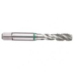M18x2.5 6H 4-Flute Cobalt Green Ring Semi-Bottoming 40 degree Spiral Flute Tap-Bright - Exact Tool & Supply