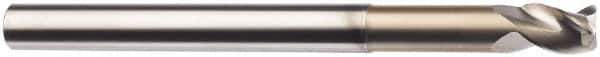 SGS - 1/8", 5/32" LOC, 1/8" Shank Diam, 3" OAL, 3 Flute, Solid Carbide Square End Mill - Single End, TiB2 Finish, Spiral Flute, 38° Helix, Centercutting, Right Hand Cut, Right Hand Flute, Series 43 - Exact Tool & Supply