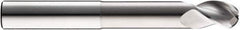 SGS - 1" Diam, 1-1/4" LOC, 3 Flute Solid Carbide Ball End Mill - Uncoated, Single End, 5" OAL, 1" Shank Diam, Spiral Flute - Exact Tool & Supply