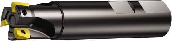 Sandvik Coromant - 32mm Cut Diam, 10mm Max Depth of Cut, 32mm Shank Diam, 100mm OAL, Indexable Square Shoulder End Mill - Multiple Insert Styles, Weldon Shank, 90° Lead Angle, Through Coolant, Series CoroMill 390 - Exact Tool & Supply