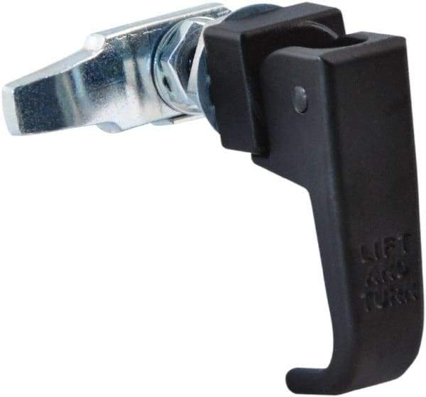 Made in USA - 2-1/4" Long x 3/4" Wide x 2.78" High, Lift & Turn Compression Latch - Zinc Plated Steel, with Black Powder Coat Finish - Exact Tool & Supply