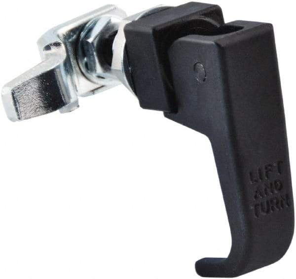 Made in USA - 2-1/4" Long x 3/4" Wide x 2.78" High, Lift & Turn Compression Latch - Zinc Plated Steel, with Black Powder Coat Finish - Exact Tool & Supply
