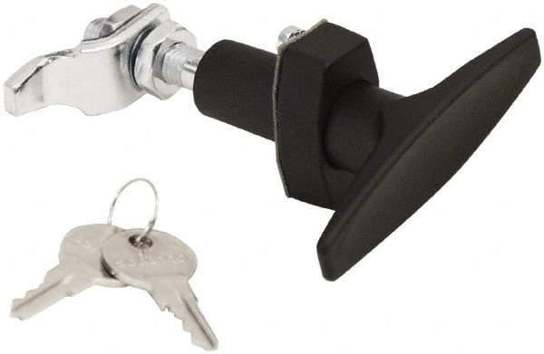 Made in USA - 3.33" Long x 0.88" Wide x 3-1/4" High, Compression Latch - Zinc Plated Steel, with Black Powder Coat Finish - Exact Tool & Supply
