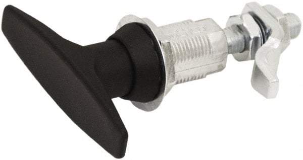 Made in USA - 3.52" Long x 0.88" Wide x 3-1/4" High, Compression Latch - Zinc Plated Steel, with Black Powder Coat Finish - Exact Tool & Supply