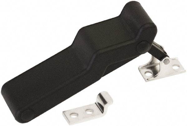 Made in USA - 3.83" Long x 1-1/4" Wide x 0.77" High, Draw Latch - Rubber, with Black Finish - Exact Tool & Supply