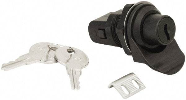 Made in USA - 2.07" Long x 1.13" Wide x .98" High, Push Knob Latch - Plastic, with Black Finish - Exact Tool & Supply
