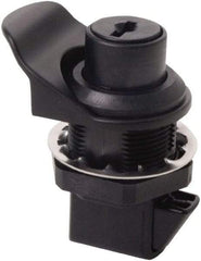 Made in USA - 2.07" Long x 1.13" Wide x .98" High, Push Knob Latch - Plastic, with Black Finish - Exact Tool & Supply