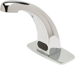 Zurn - Chrome Plated Electronic Internal Temperature Control Mixer Sensor Faucet - Powered by 4 AA Batteries, Standard Spout, Single Hole Mounting Centers - Exact Tool & Supply