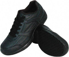 Genuine Grip - Men's Size 14 Wide Width Plain Work Shoe - Black, Leather Upper, Rubber Outsole, 4" High, Dielectric, Non-Slip - Exact Tool & Supply