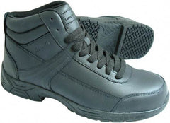 Genuine Grip - Unisex Size 8.5 Medium Width Steel Work Boot - Black, Leather Upper, Rubber Outsole, 6" High, Dielectric, Non-Slip - Exact Tool & Supply