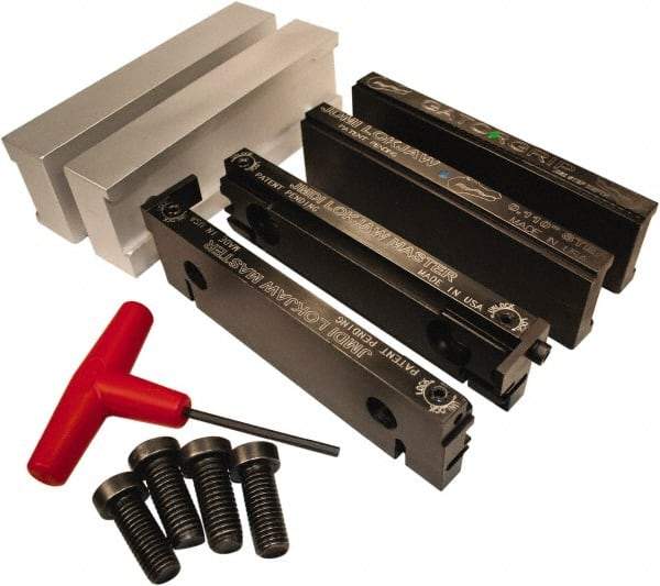 Jet Machining - 6" Jaw Width, " Jaw Height, Standard Vise Jaw Sets - Hardened Steel - Exact Tool & Supply