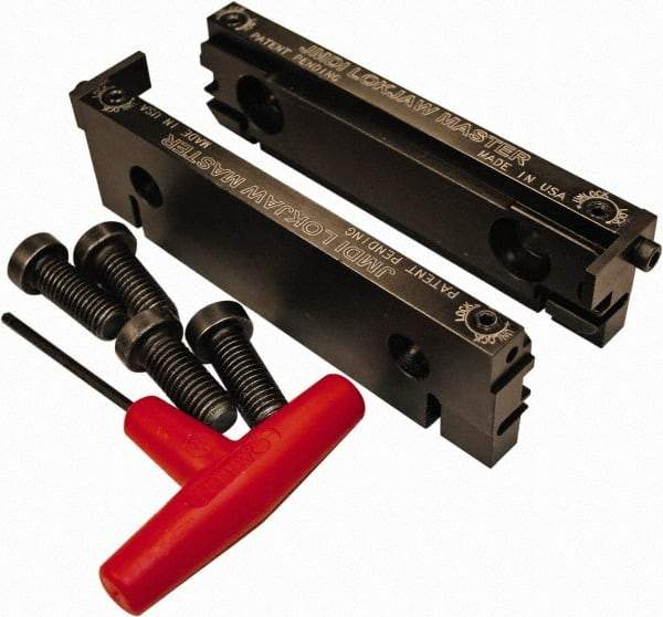 Jet Machining - 6" Wide x 1.71" High x 5/8" Thick, Flat/No Step Vise Jaw - Semi-Hard, Alloy Steel, Fixed Jaw, Compatible with 6" Vises - Exact Tool & Supply