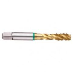 3/4-10 2B 4-Flute Cobalt Green Ring Semi-Bottoming 40 degree Spiral Flute Tap-TiN - Exact Tool & Supply