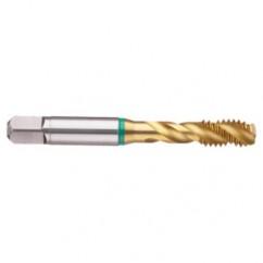 3/8-16 2B 3-Flute Cobalt Green Ring Semi-Bottoming 40 degree Spiral Flute Tap-TiN - Exact Tool & Supply