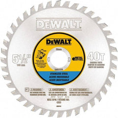 DeWALT - 5-1/2" Diam, 25/32" Arbor Hole Diam, 40 Tooth Wet & Dry Cut Saw Blade - Steel, Crosscutting Action, Standard Round Arbor - Exact Tool & Supply