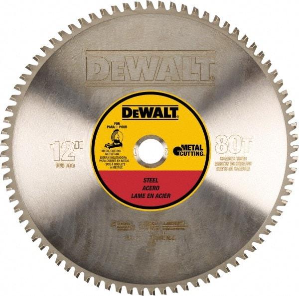 DeWALT - 12" Diam, 1" Arbor Hole Diam, 80 Tooth Wet & Dry Cut Saw Blade - Steel, Crosscutting Action, Standard Round Arbor - Exact Tool & Supply