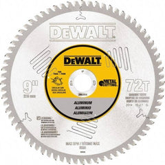 DeWALT - 9" Diam, 1" Arbor Hole Diam, 72 Tooth Wet & Dry Cut Saw Blade - Steel, Crosscutting Action, Standard Round Arbor - Exact Tool & Supply