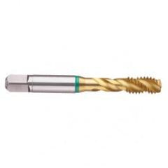 1-1/8-12 2B 4-Flute Cobalt Green Ring Semi-Bottoming 40 degree Spiral Flute Tap-TiN - Exact Tool & Supply