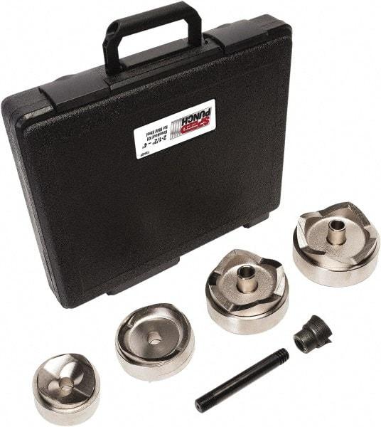 Greenlee - 7 Piece, 2.914 to 4.544" Punch Hole Diam, Power Knockout Set - Round Punch, 10 Gage Mild Steel - Exact Tool & Supply