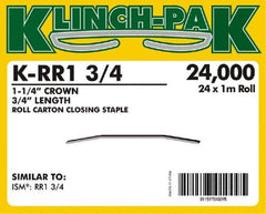 Klinch-Pak - 3/4" Long x 1-1/4" Wide, 0 Gauge Wide Crown Construction Staple - Steel, Copper Finish, Chisel Point - Exact Tool & Supply