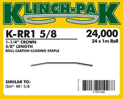 Klinch-Pak - 5/8" Long x 1-1/4" Wide, 0 Gauge Wide Crown Construction Staple - Steel, Copper Finish, Chisel Point - Exact Tool & Supply