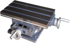 Interstate - 9.45" Table Width x 14.7302" Table Length, 8.86" Cross Travel x 6" Longitudinal Travel, Slide Machining Table - 6-1/2" Overall Height, Three 0.4706" Longitudinal T Slots - Exact Tool & Supply