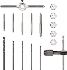 DeWALT - #6-32 to 1/4-20 Tap, #6-32 to 1/4-20 Die, UNC, Tap and Die Set - Carbon Steel, Carbon Steel Taps, Taper Taps, Nonadjustable, 17 Piece Set - Exact Tool & Supply