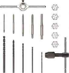 DeWALT - M3x0.50 to M3x0.50 Tap, M3x0.50 to M3x0.50 Die, Metric Coarse, Tap and Die Set - Carbon Steel, Carbon Steel Taps, Taper Taps, Nonadjustable, 17 Piece Set - Exact Tool & Supply