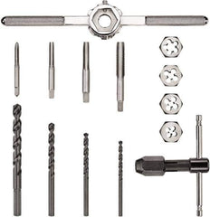 DeWALT - 1/4-20 to 1/2-13 Tap, 1/4-20 to 1/2-13 Die, UNC, Tap and Die Set - Carbon Steel, Carbon Steel Taps, Taper Taps, Nonadjustable, 14 Piece Set - Exact Tool & Supply