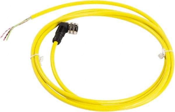 Telemecanique Sensors - 4 Amp, 1/2-20 UNF 3 Pin Elbowed Female Cordset Sensor and Receptacle - 250 VAC, 300 VDC, 2m Cable Length, IP67 Ingress Rating - Exact Tool & Supply