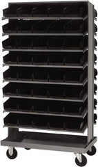 Quantum Storage - 80 Bin Sloping Shelf - 36 Inch Overall Width x 24 Inch Overall Depth x 66 Inch Overall Height, Black Polypropylene Bins - Exact Tool & Supply