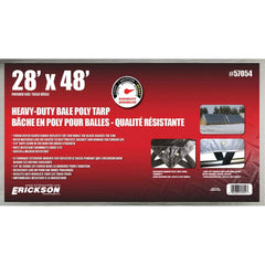 Erickson Manufacturing - Tarps & Dust Covers; Material: Polyethylene ; Width (Feet): 28.00 ; Grommet: Yes ; Color: Silver ; Length: 48 - Exact Tool & Supply