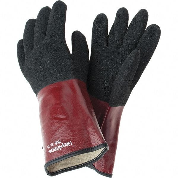 HexArmor - Chemical Resistant Gloves - GNTLET BLK/RED XL 1PR TEXTURD PVC CHEM RES GLV - Exact Tool & Supply