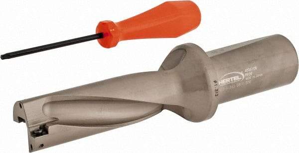 Hertel - 3-15/16" Max Drill Depth, 3xD, 1-5/16" Diam, Indexable Insert Drill - 2 Inserts, 1-1/2" Shank Diam, Straight Shank - Exact Tool & Supply