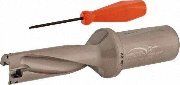 Hertel - 2-13/16" Max Drill Depth, 3xD, 15/16" Diam, Indexable Insert Drill - 2 Inserts, 1-1/4" Shank Diam, Straight Shank - Exact Tool & Supply