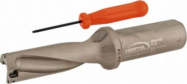 Hertel - 2-5/8" Max Drill Depth, 3xD, 7/8" Diam, Indexable Insert Drill - 2 Inserts, 1" Shank Diam, Straight Shank - Exact Tool & Supply