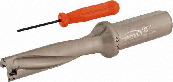 Hertel - 3-1/4" Max Drill Depth, 4xD, 13/16" Diam, Indexable Insert Drill - 2 Inserts, 1" Shank Diam, Straight Shank - Exact Tool & Supply
