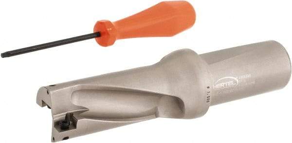Hertel - 3" Max Drill Depth, 2xD, 1-1/2" Diam, Indexable Insert Drill - 2 Inserts, 1-1/2" Shank Diam, Straight Shank - Exact Tool & Supply