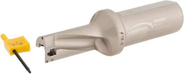 Hertel - 1-5/12" Max Drill Depth, 2xD, 0.7087" Diam, Indexable Insert Drill - 2 Inserts, 63/64" Shank Diam, Straight Shank - Exact Tool & Supply