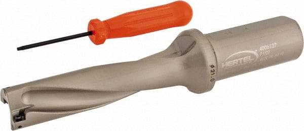 Hertel - 3.3071" Max Drill Depth, 4xD, 0.8268" Diam, Indexable Insert Drill - 2 Inserts, 63/64" Shank Diam, Straight Shank - Exact Tool & Supply